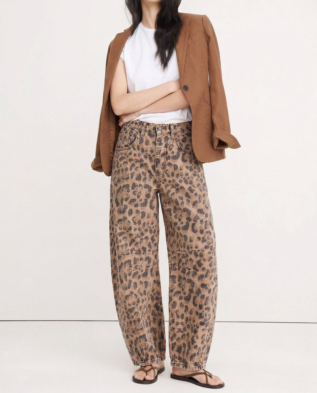 Damen Barrel-Leg-Jeans mit weitem Bein