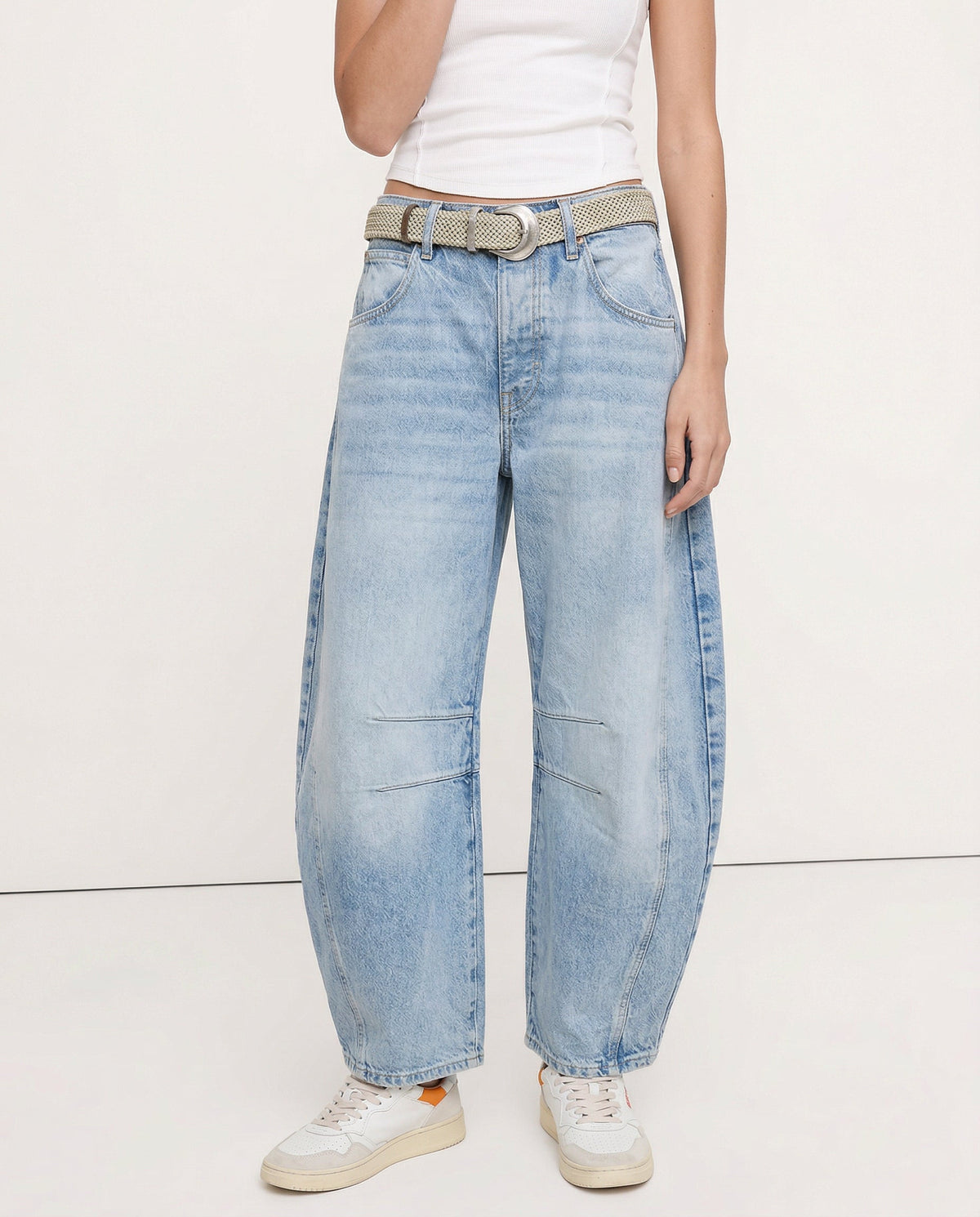 Damen Barrel-Leg-Jeans mit weitem Bein