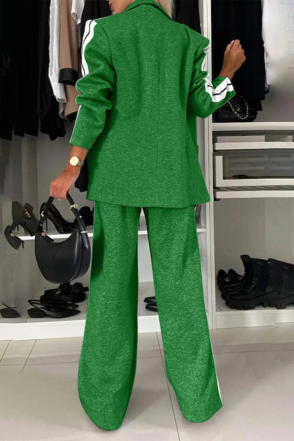 Damen Zweiteiler-Set mit Umlegekragen und Taschen