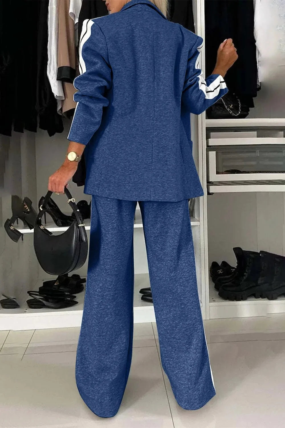 Damen Zweiteiler-Set mit Umlegekragen und Taschen