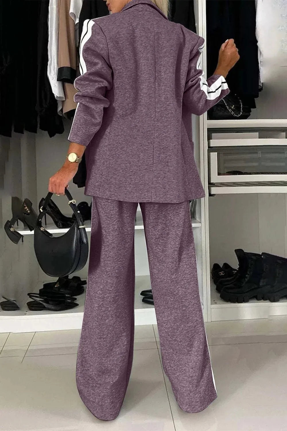 Damen Zweiteiler-Set mit Umlegekragen und Taschen