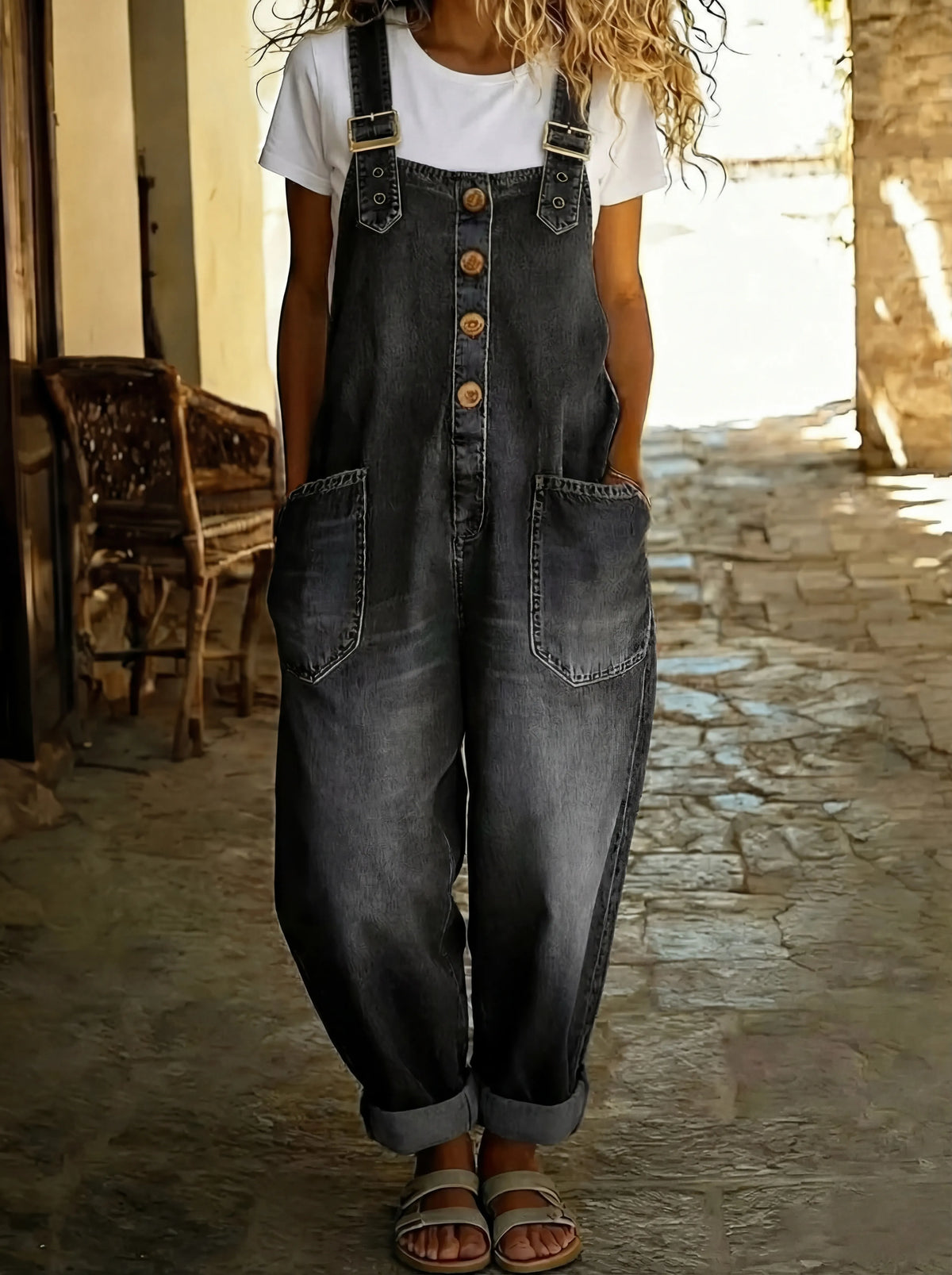 Damen Jeansoverall mit verstellbaren Trägern