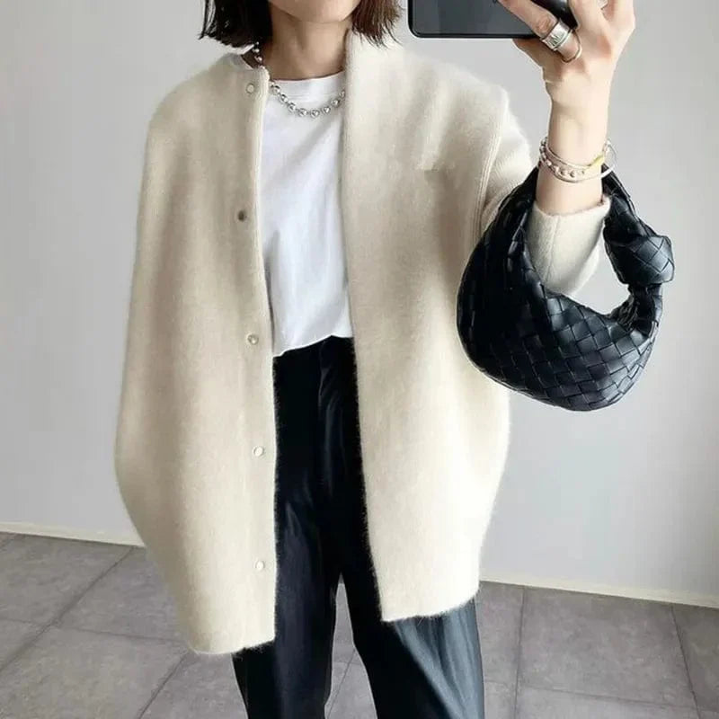 Damen Kaschmir-Cardigan mit Knopfleiste