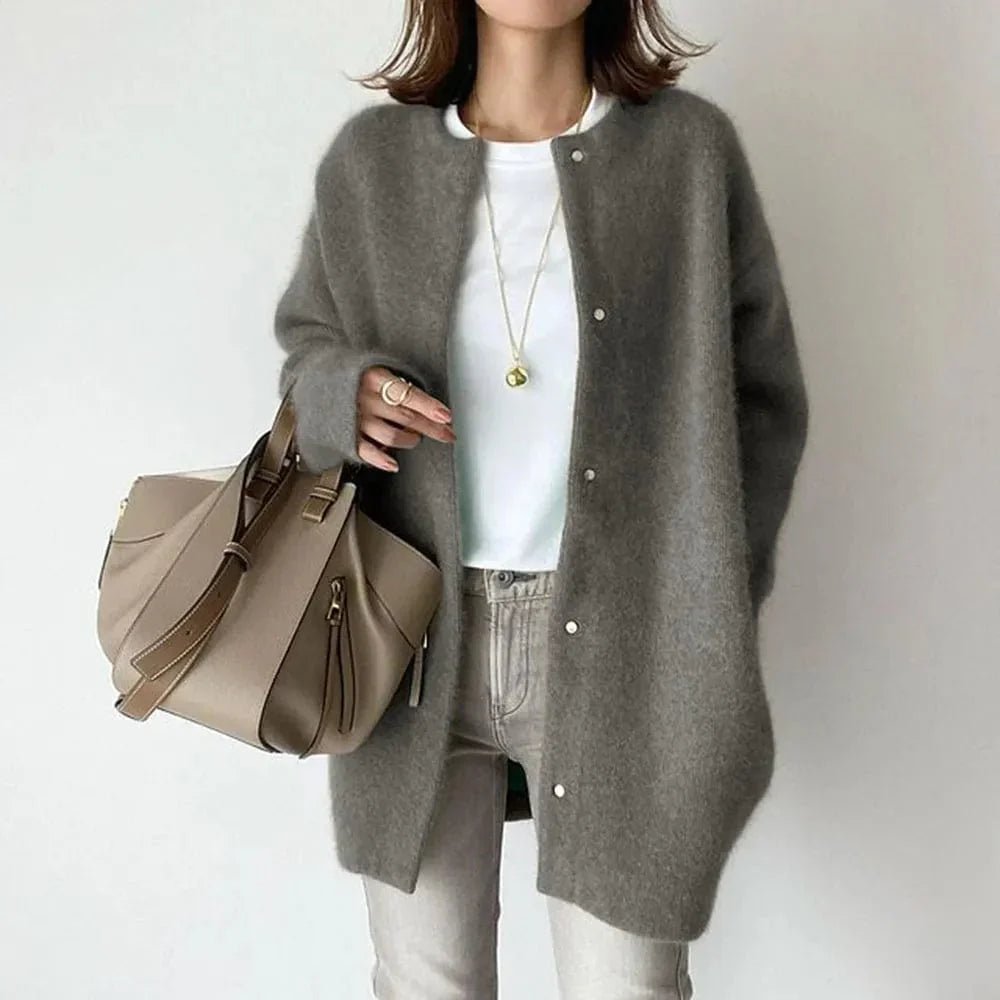 Damen Kaschmir-Cardigan mit Knopfleiste