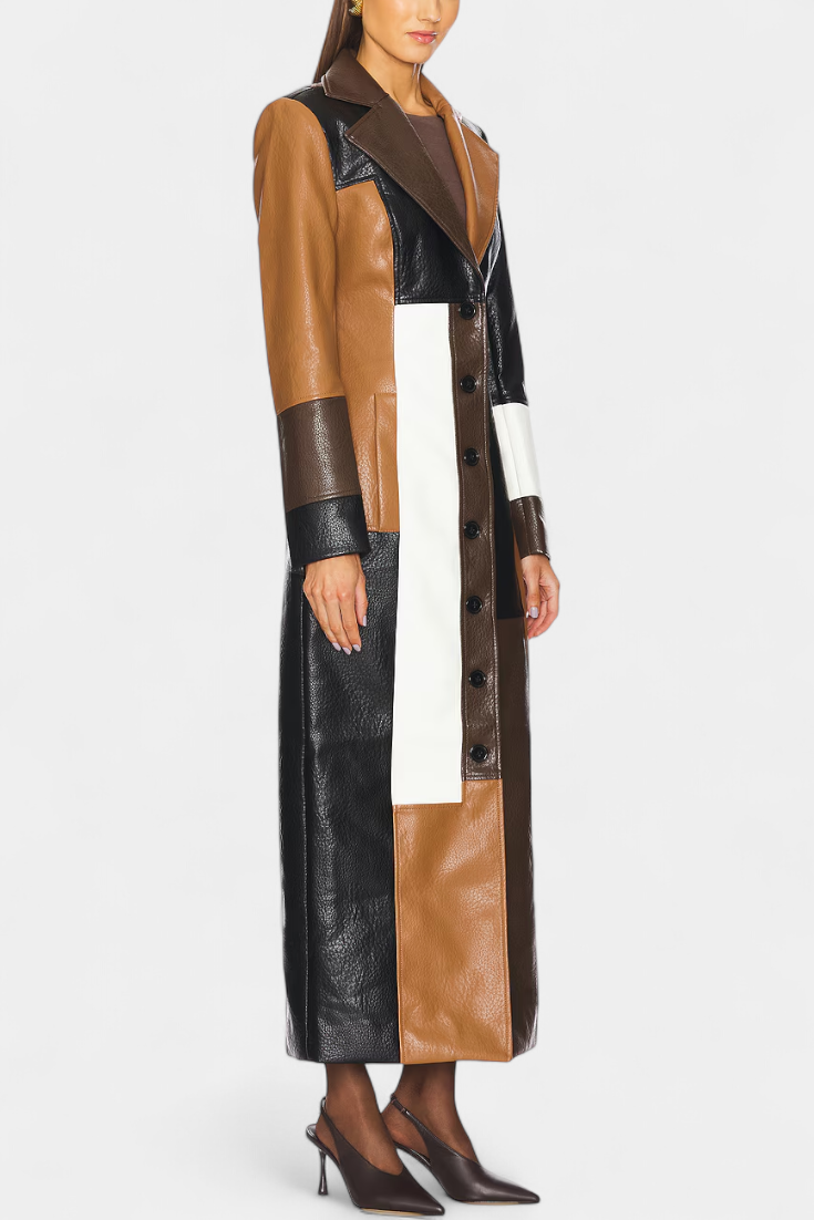 Damen Patchwork-Trenchcoat mit strukturiertem Schnitt