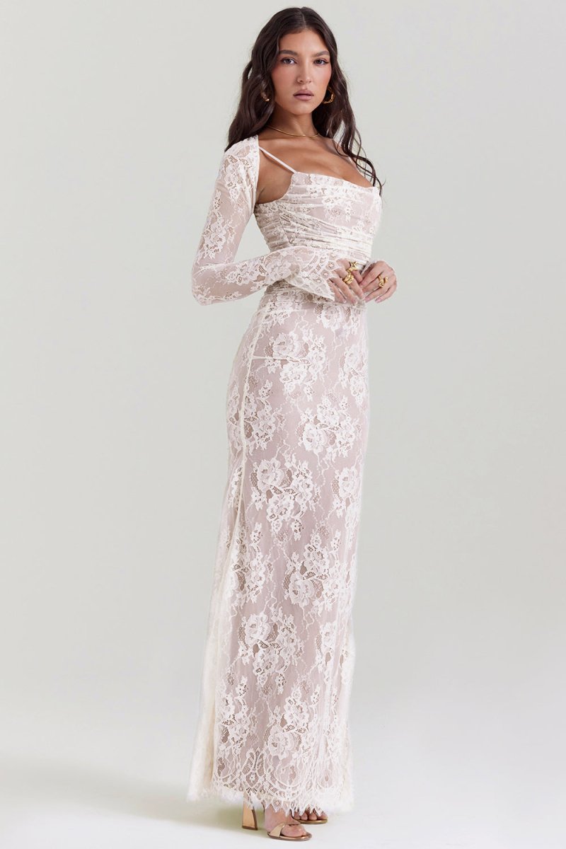 Thalassa Spitze Schulterfrei Maxikleid