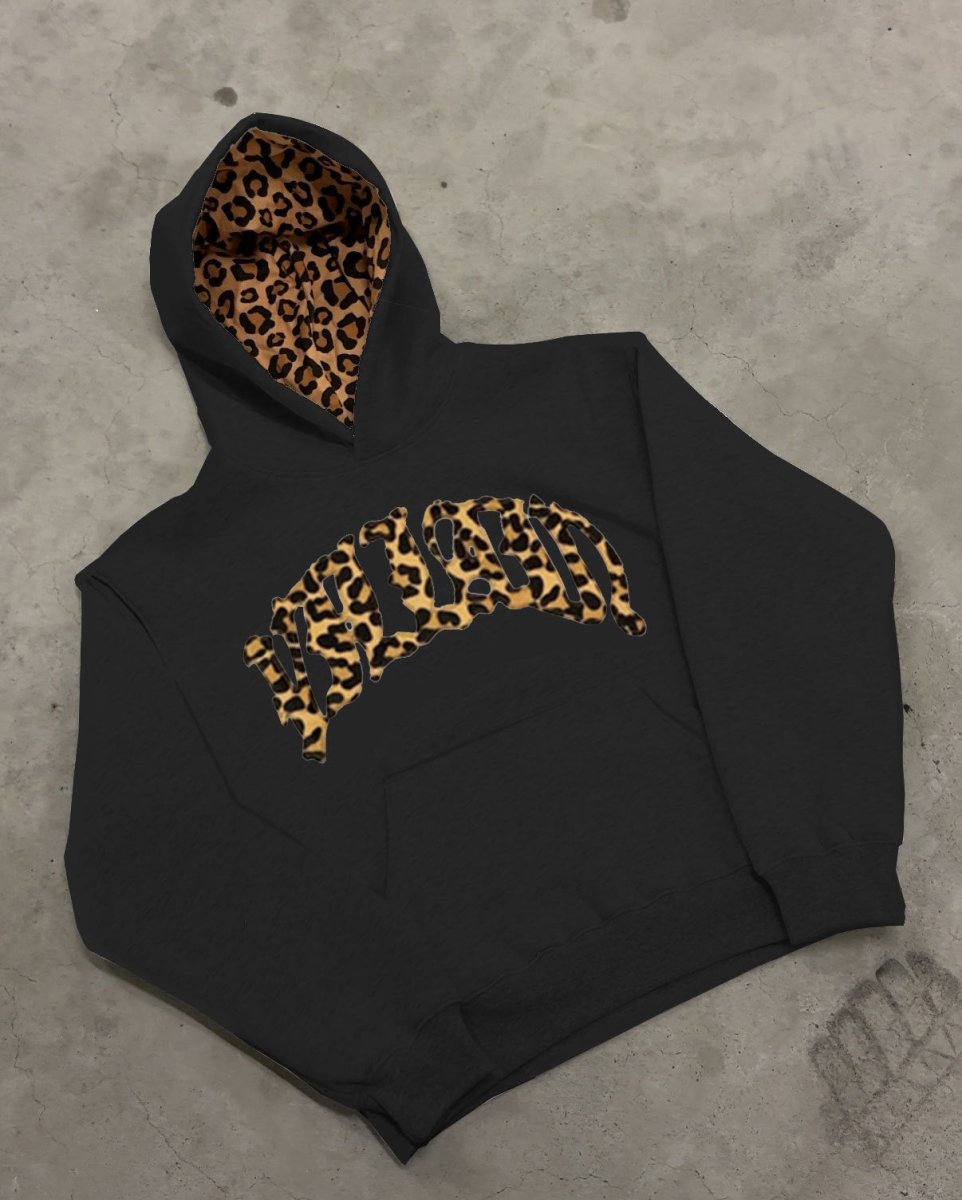 Damen Hoodie mit Leopardenprint und Kängurutasche