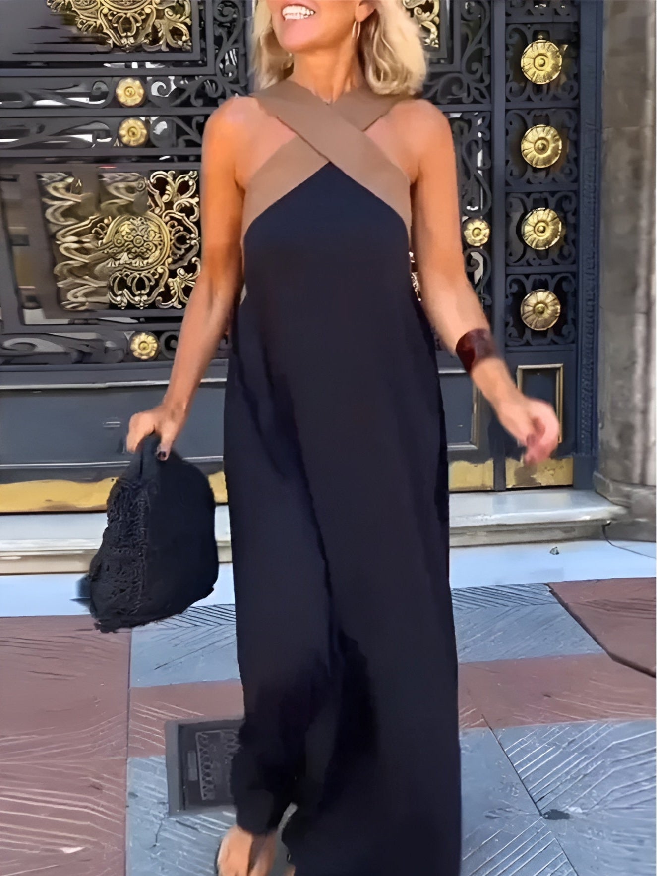 Damen Maxikleid mit gekreuztem Ausschnitt