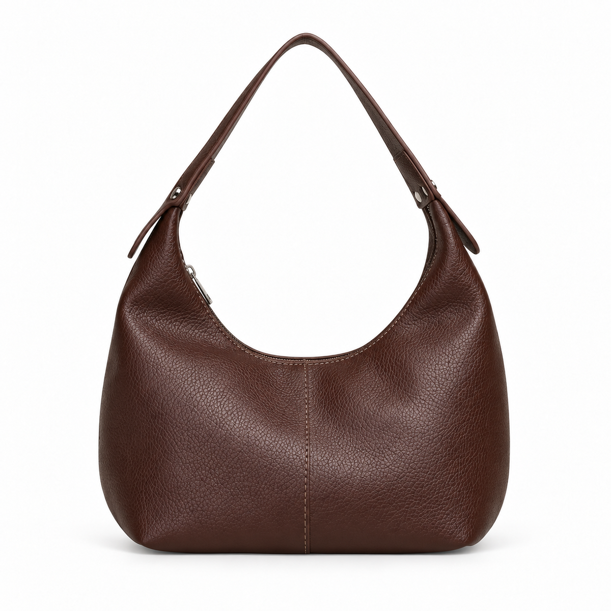 Damen strukturierte Schultertasche mit Reißverschluss und Innenfächern