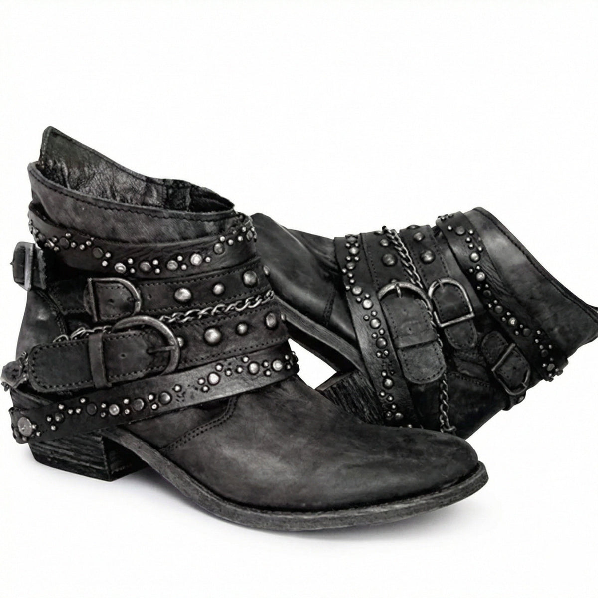 Damen Stiefeletten mit Kettendetail und Nieten