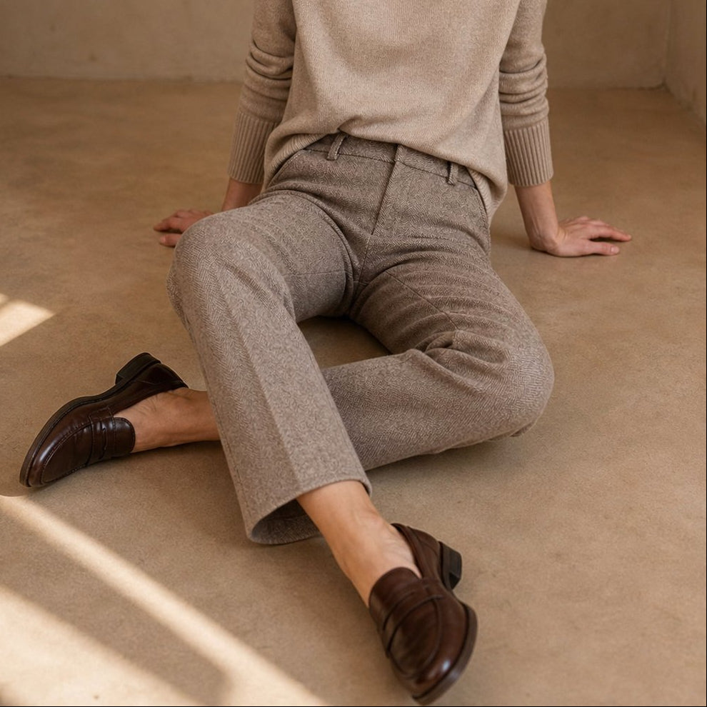 Damen Wollmix-Hose mit hohem Bund