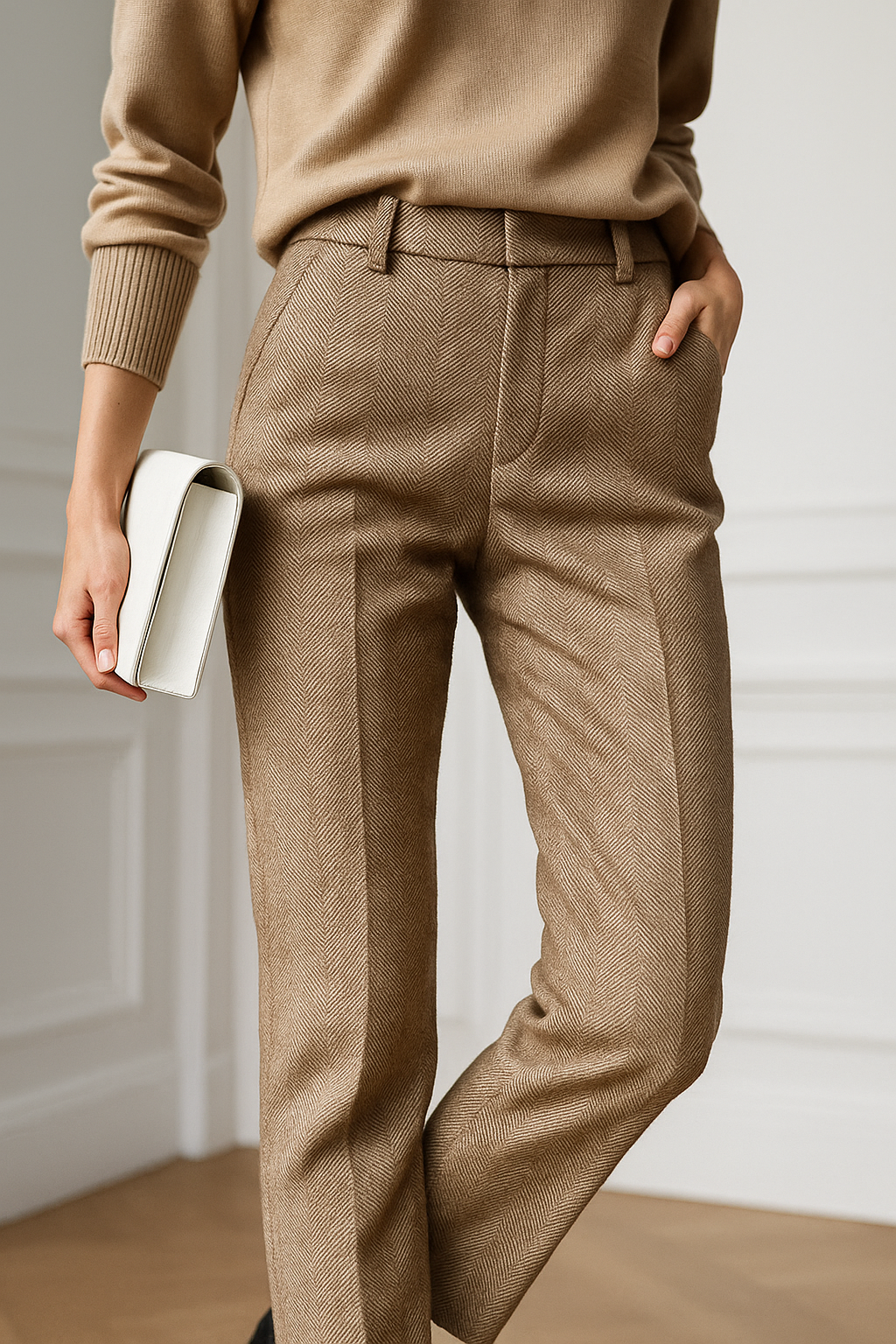 Damen Wollmix-Hose mit hohem Bund