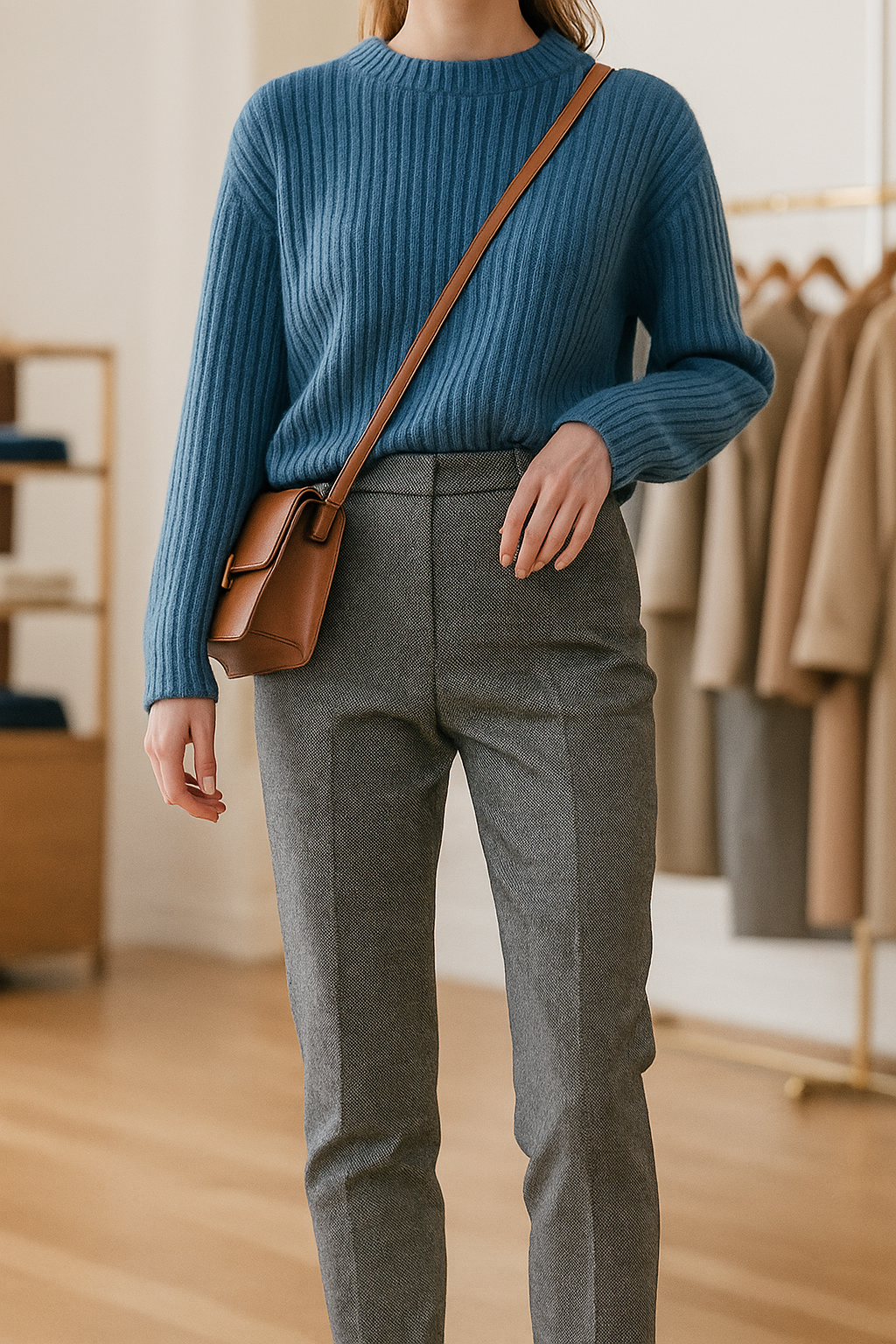 Damen Wollmix-Hose mit hohem Bund