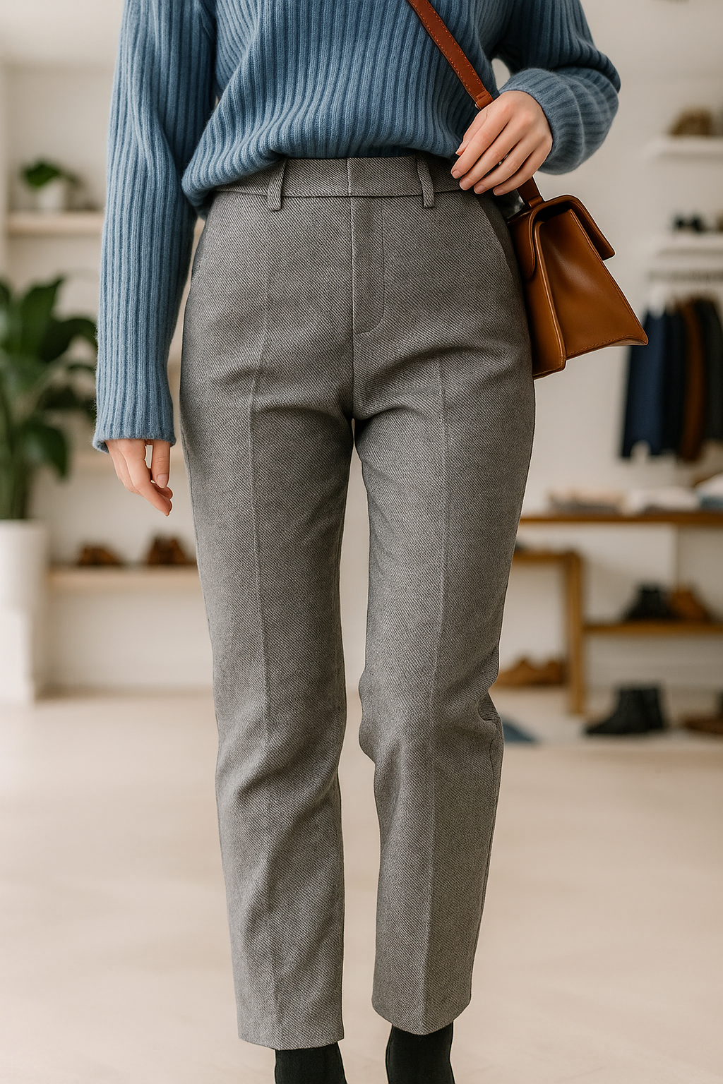 Damen Wollmix-Hose mit hohem Bund