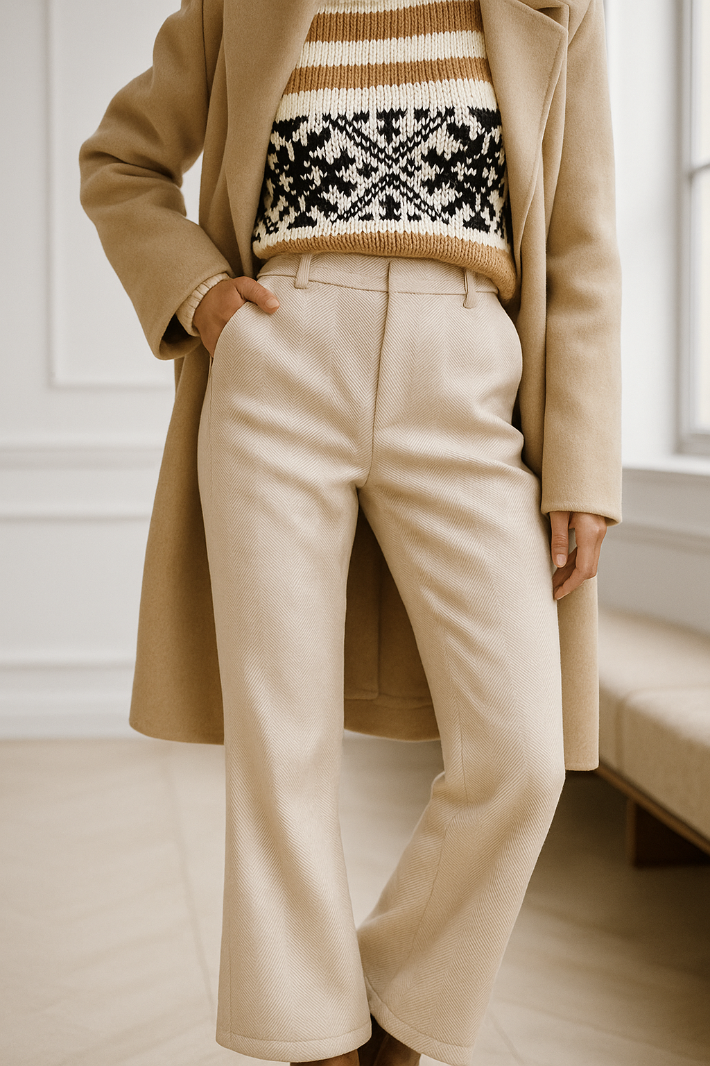 Damen Wollmix-Hose mit hohem Bund