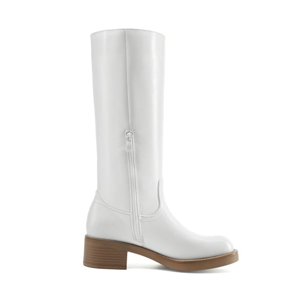 Damen Kniestiefel mit eckiger Zehenpartie und Reißverschluss