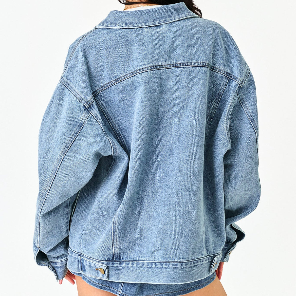 Damen Oversized-Jeansjacke mit Knopfleiste