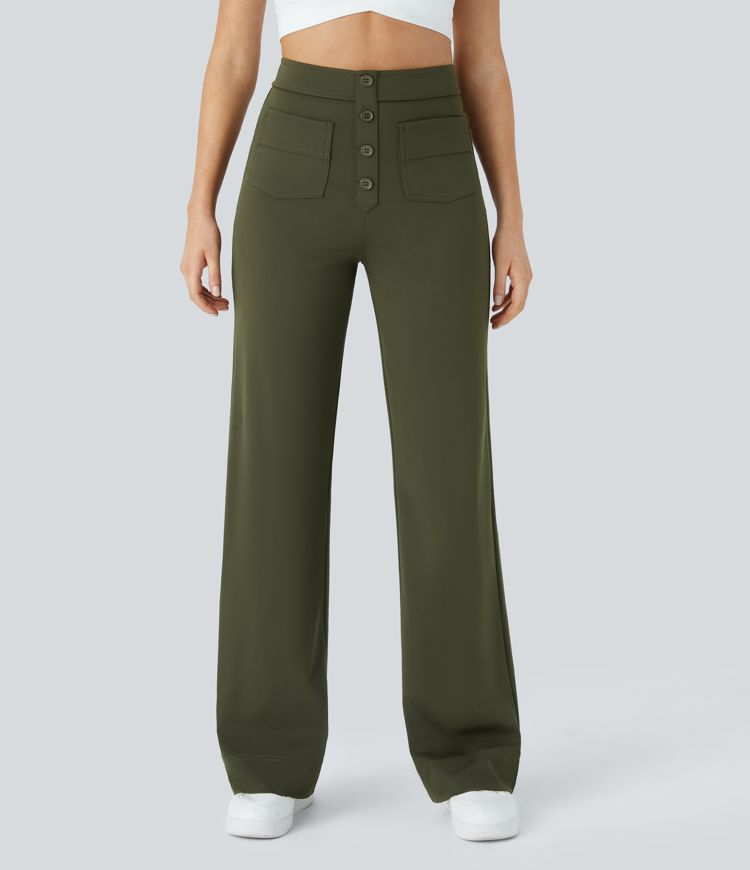 Damen Bürohose mit hoher Taille und Taschen
