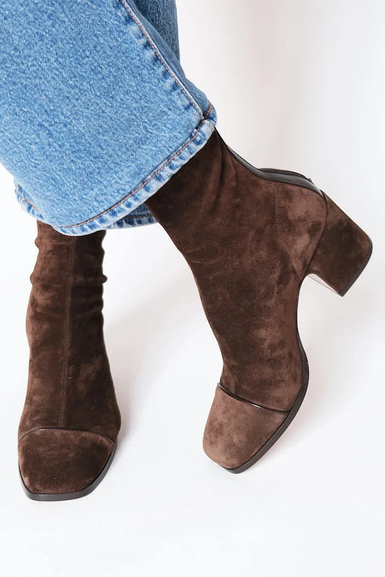 Damen Stiefel mit Blockabsatz und Quadratspitze