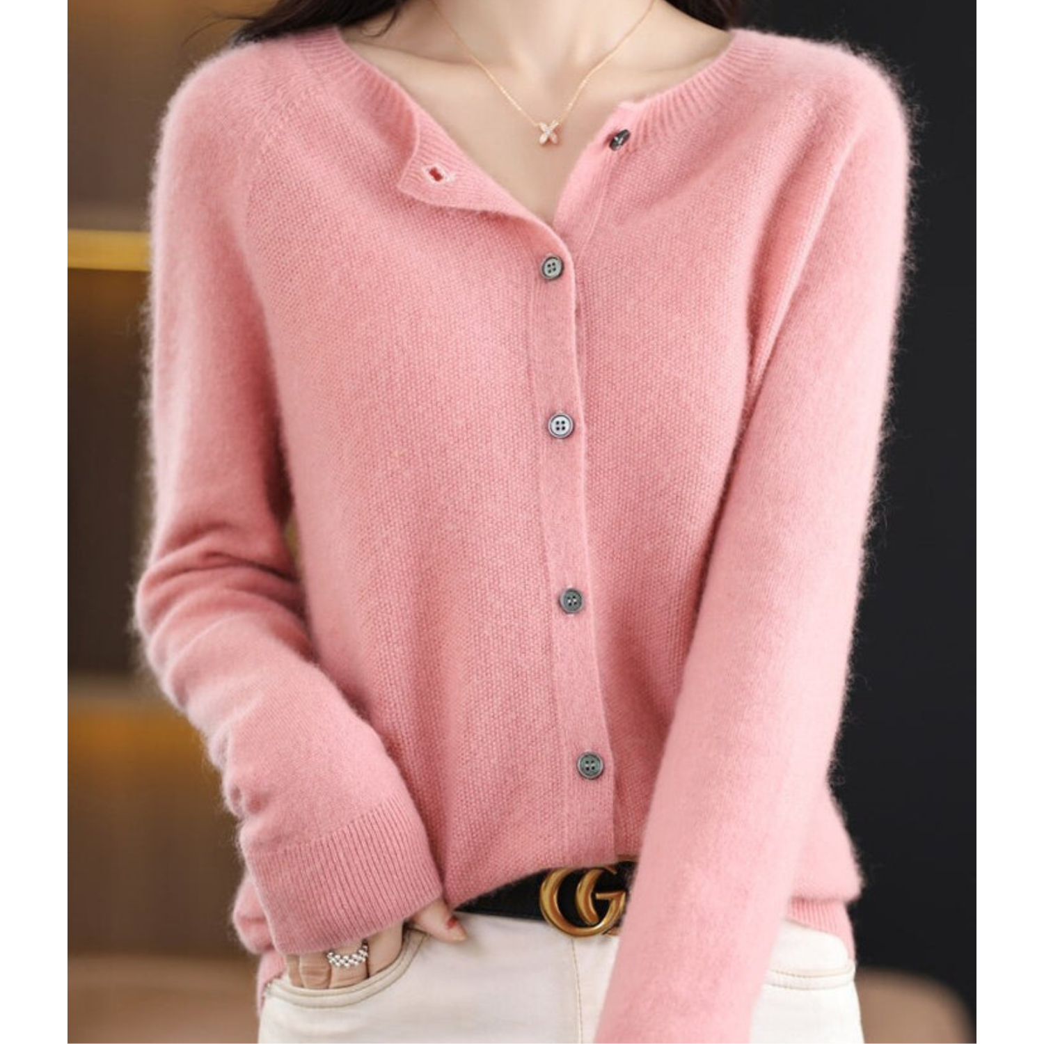 Damen Strickjacke aus Merinowolle und Kaschmir
