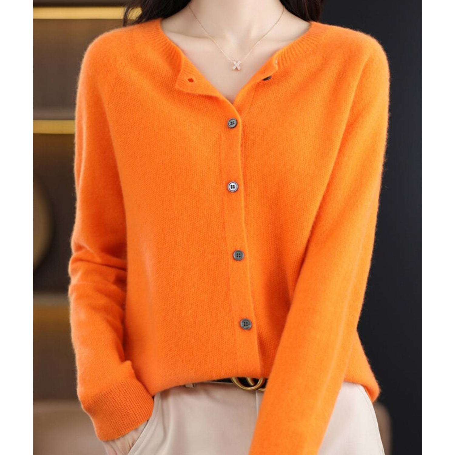 Damen Strickjacke aus Merinowolle und Kaschmir
