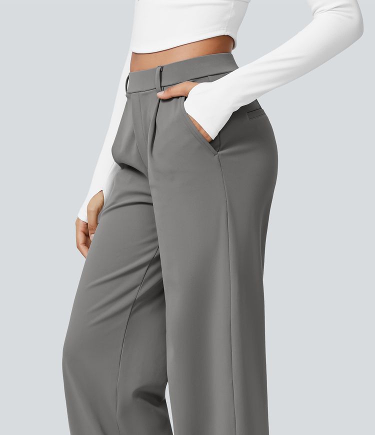 Damen Bürohose mit hoher Taille und Taschen