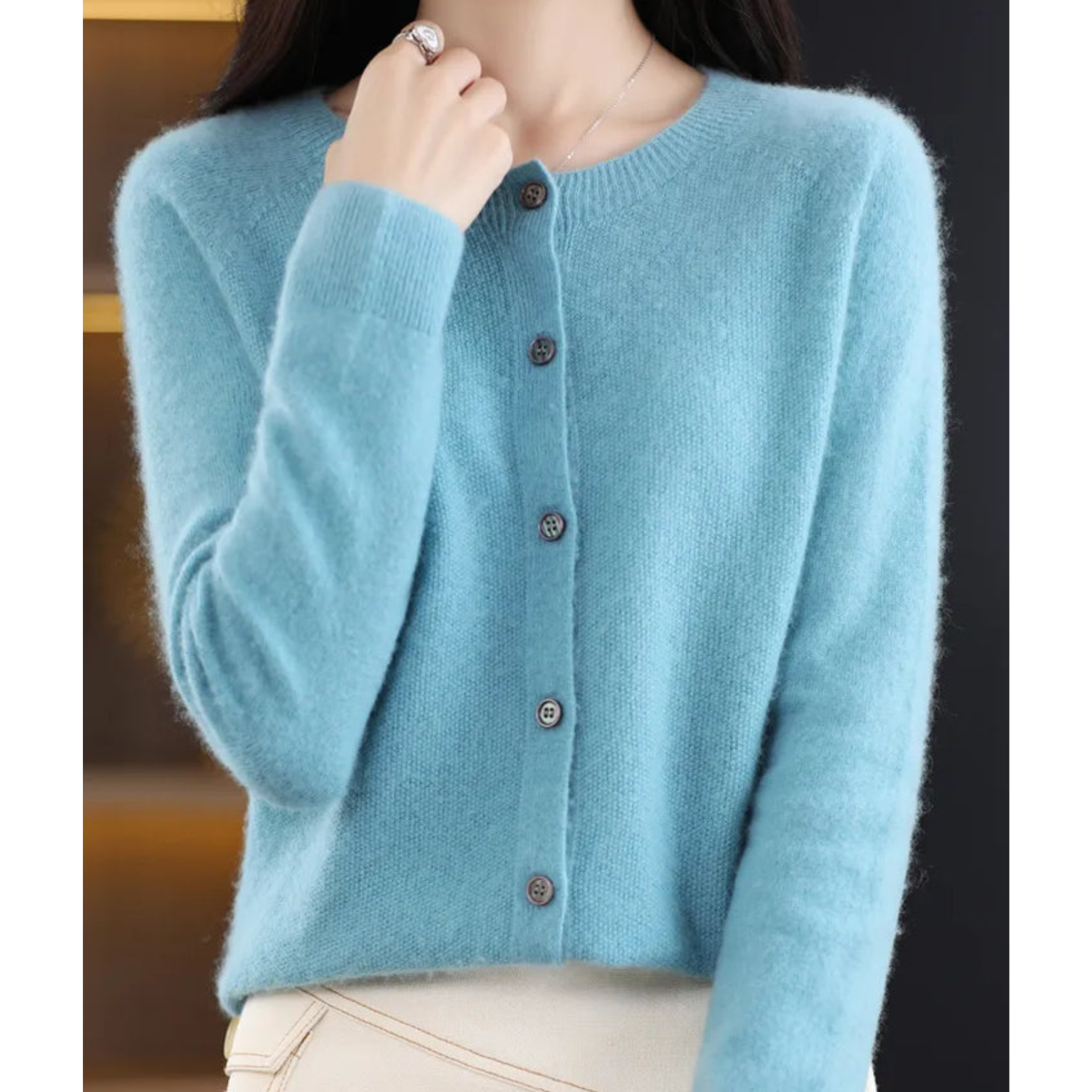 Damen Strickjacke aus Merinowolle und Kaschmir