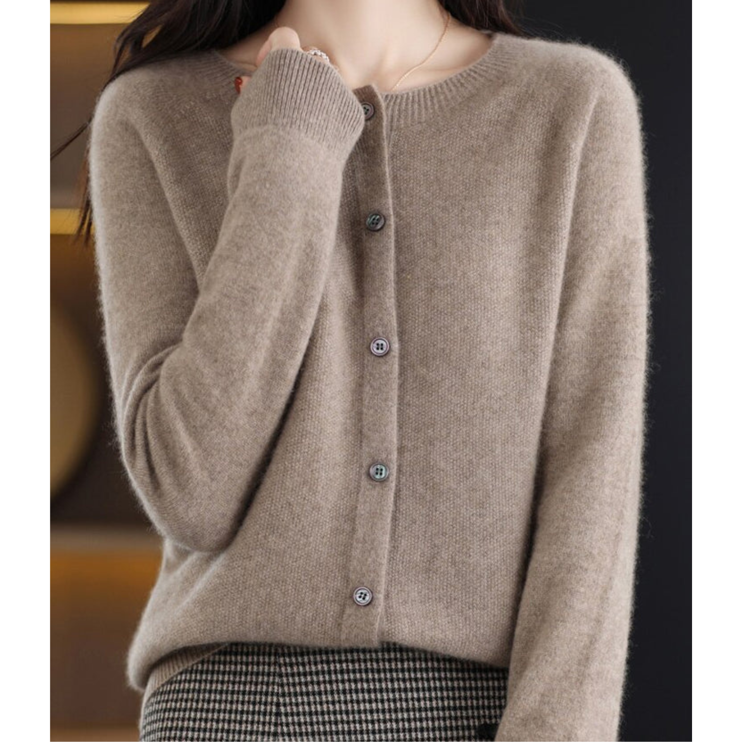 Damen Strickjacke aus Merinowolle und Kaschmir