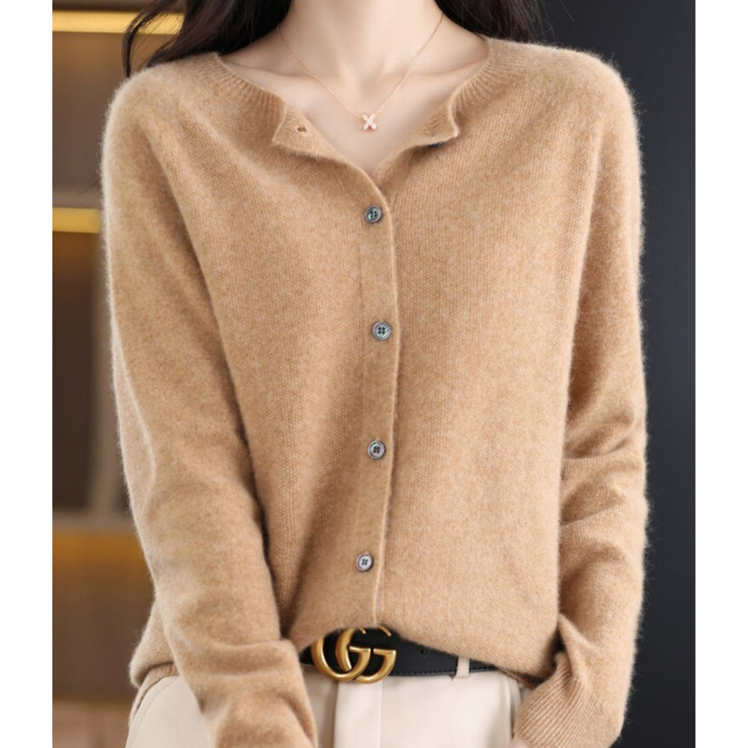 Damen Strickjacke aus Merinowolle und Kaschmir