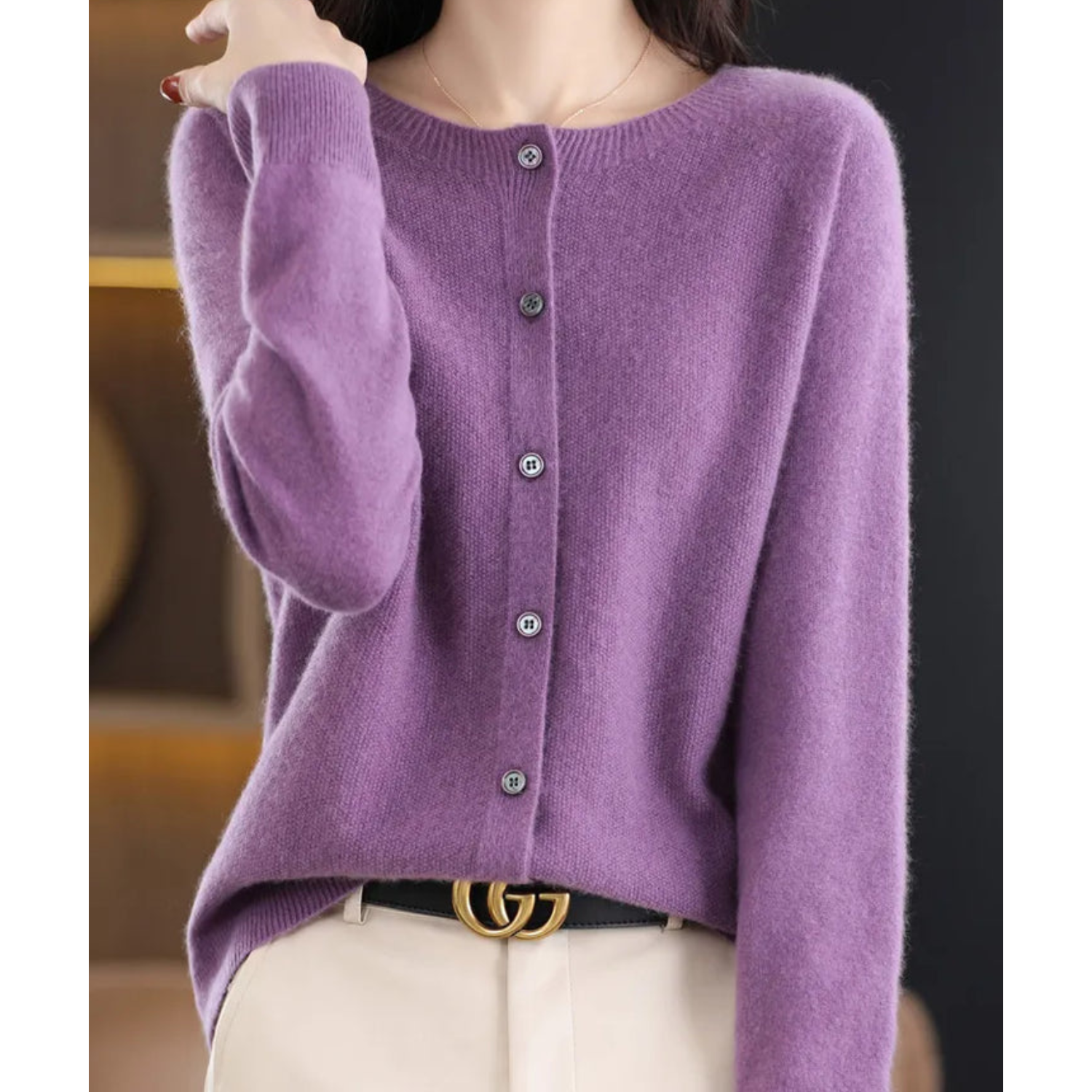 Damen Strickjacke aus Merinowolle und Kaschmir