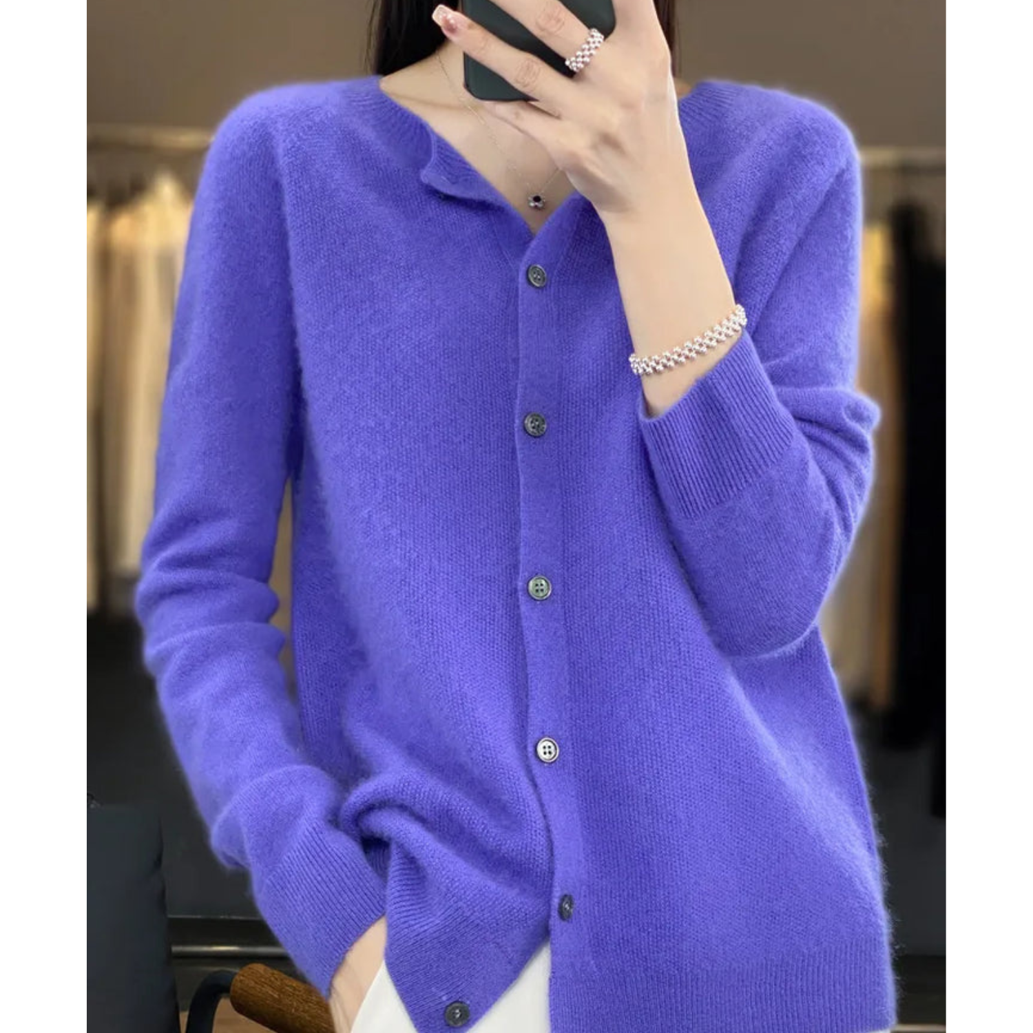 Damen Strickjacke aus Merinowolle und Kaschmir