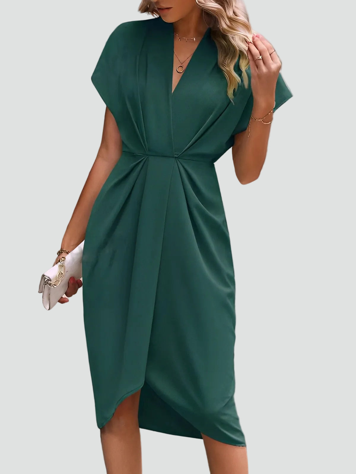 Damen Cocktailkleid midi figurbetont mit V-Ausschnitt