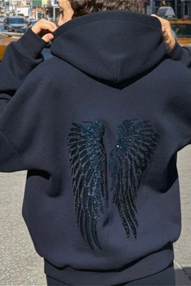Damen Hoodie mit Pailletten und langen Ärmeln