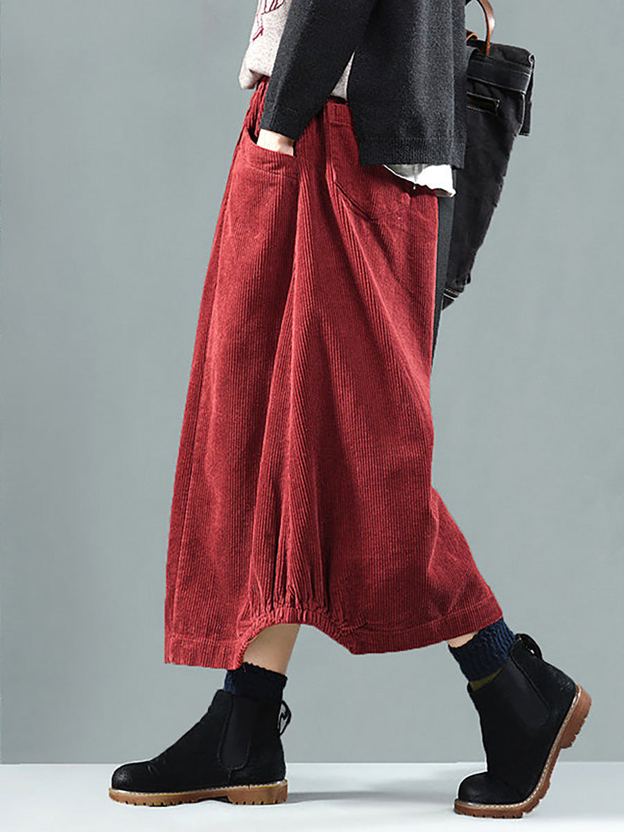 Damen Midirock mit elastischem Bund und Taschen