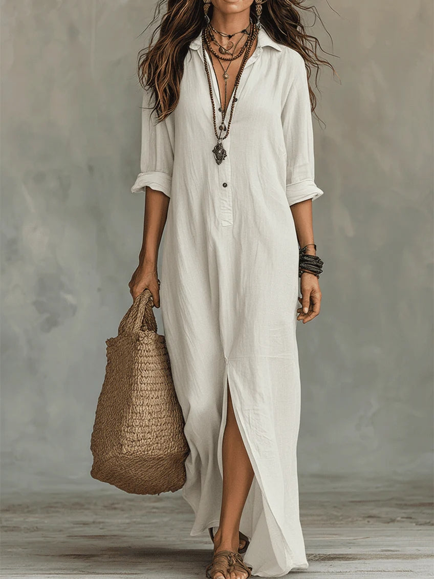 Damen Festliches Langarm Maxikleid
