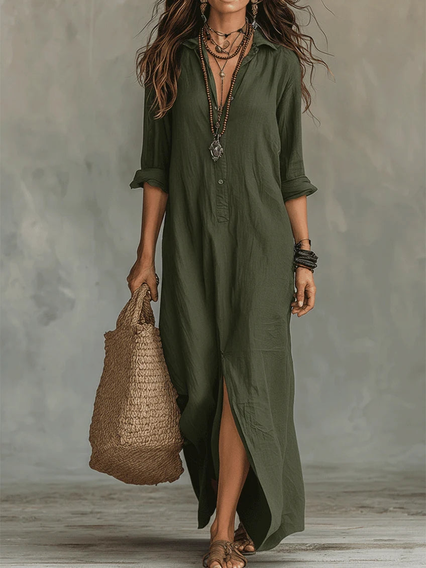 Damen Festliches Langarm Maxikleid