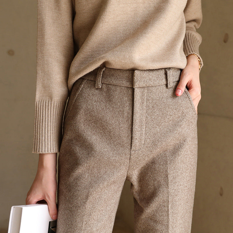 Damen Wollmix-Hose mit hohem Bund