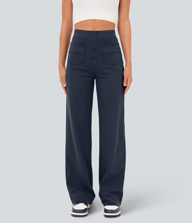Damen Bürohose mit hoher Taille und Taschen