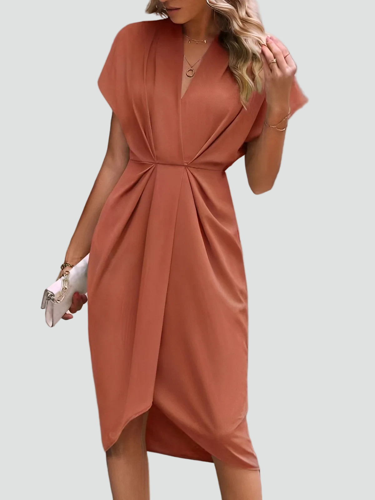 Damen Cocktailkleid midi figurbetont mit V-Ausschnitt