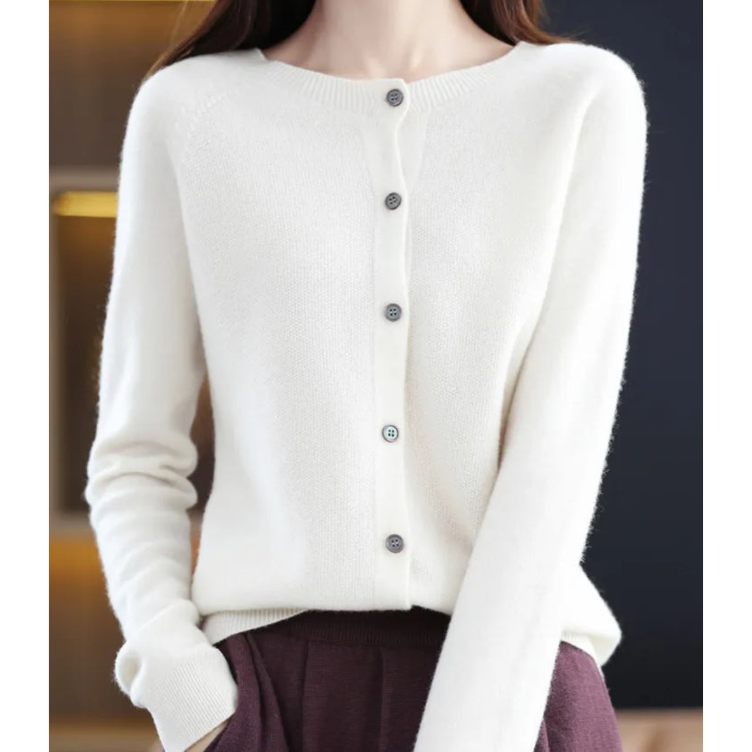 Damen Strickjacke aus Merinowolle und Kaschmir