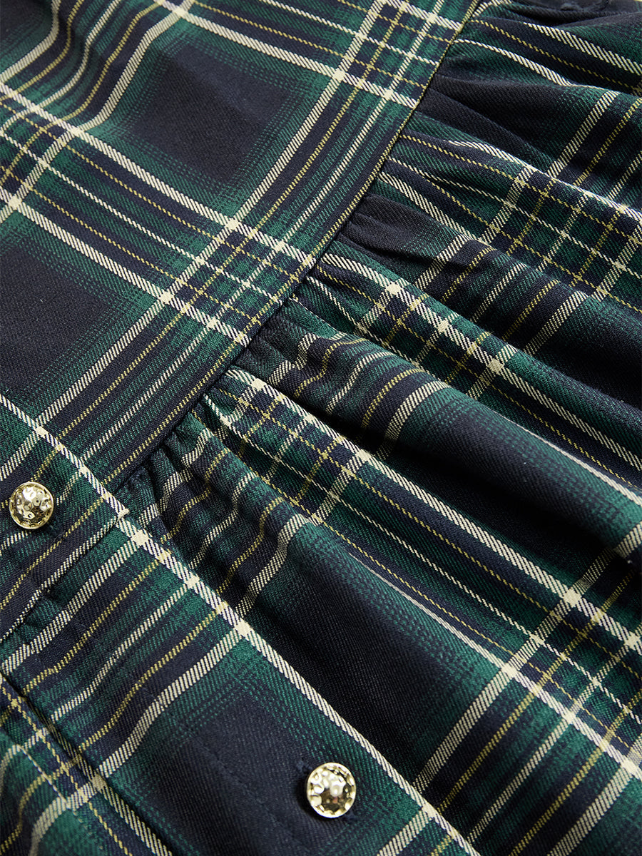 Damen Maxikleid mit Karomuster und Gürtel