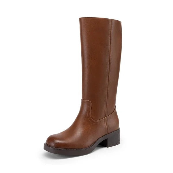 Damen Kniestiefel mit eckiger Zehenpartie und Reißverschluss