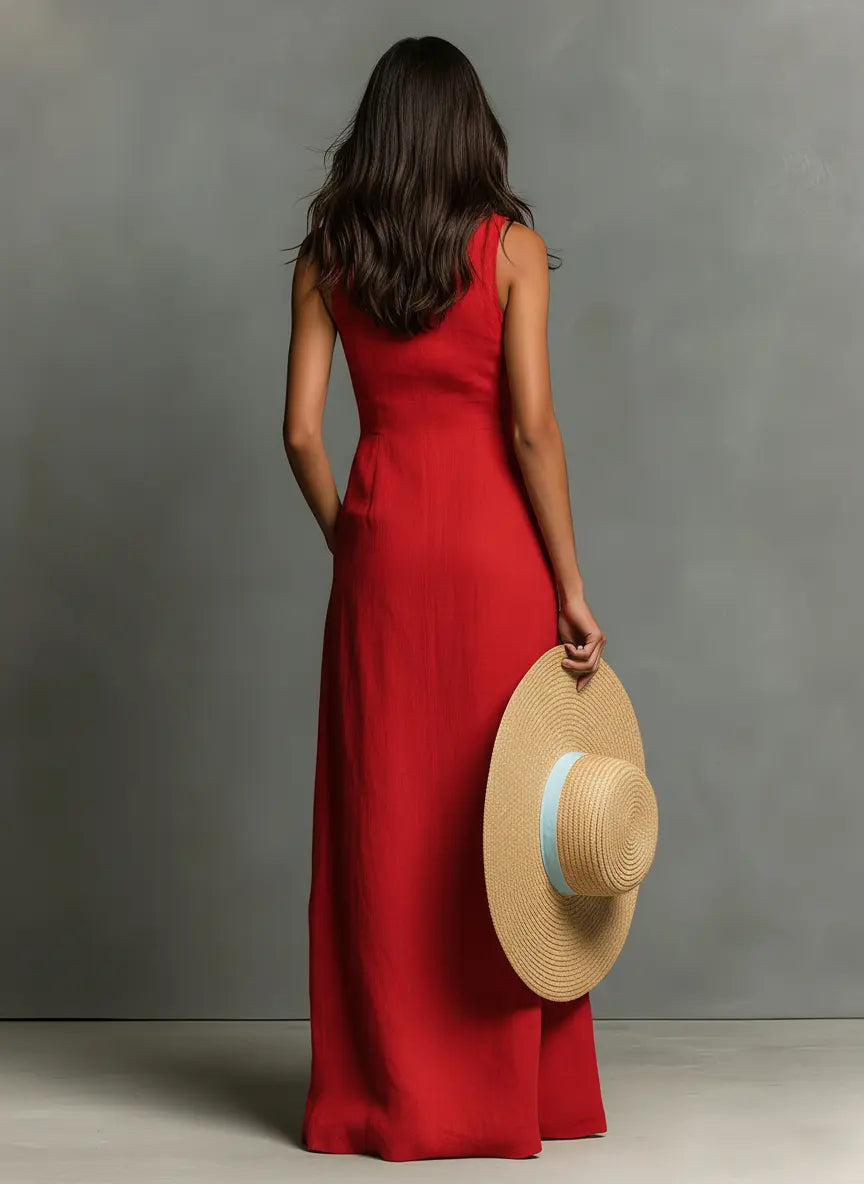 Damen Hemdblusen Maxikleid ärmellos