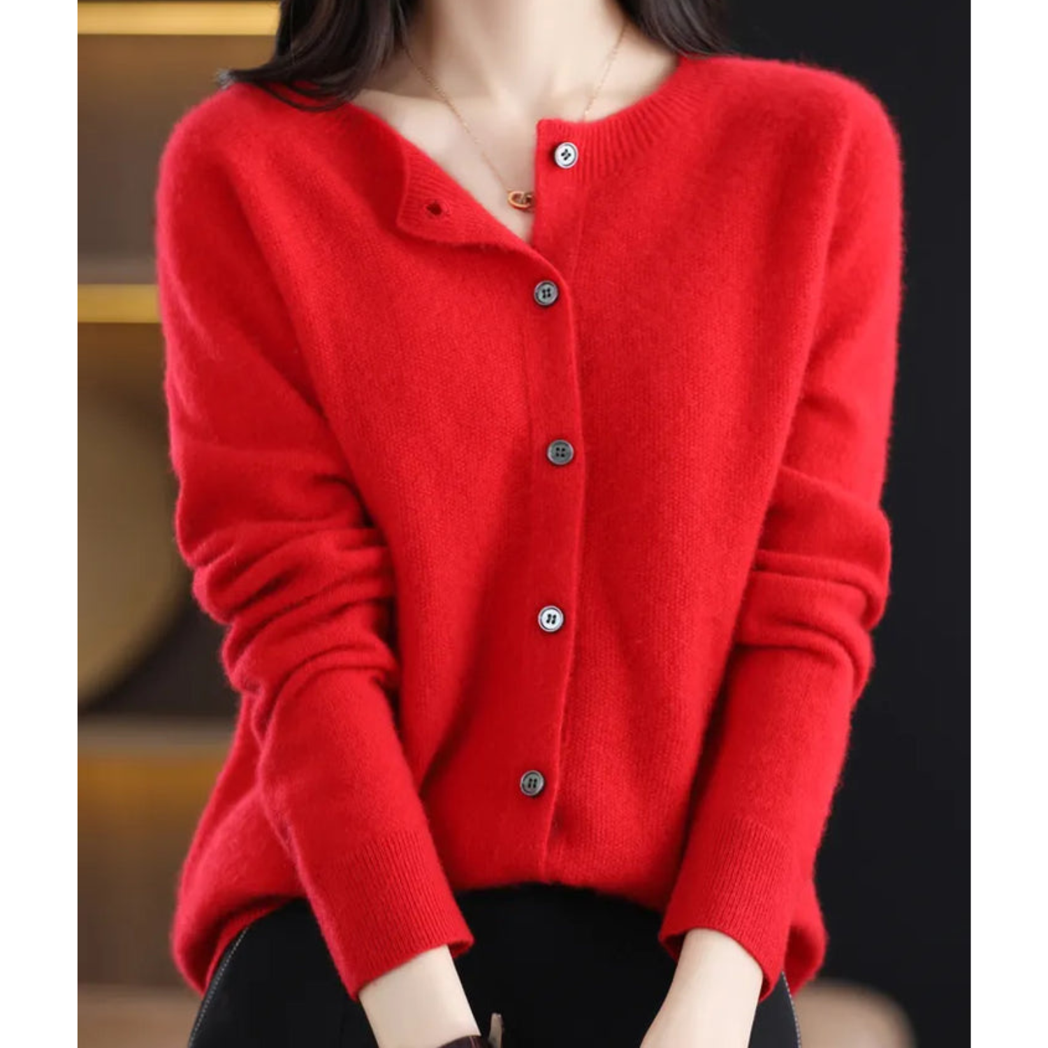 Damen Strickjacke aus Merinowolle und Kaschmir