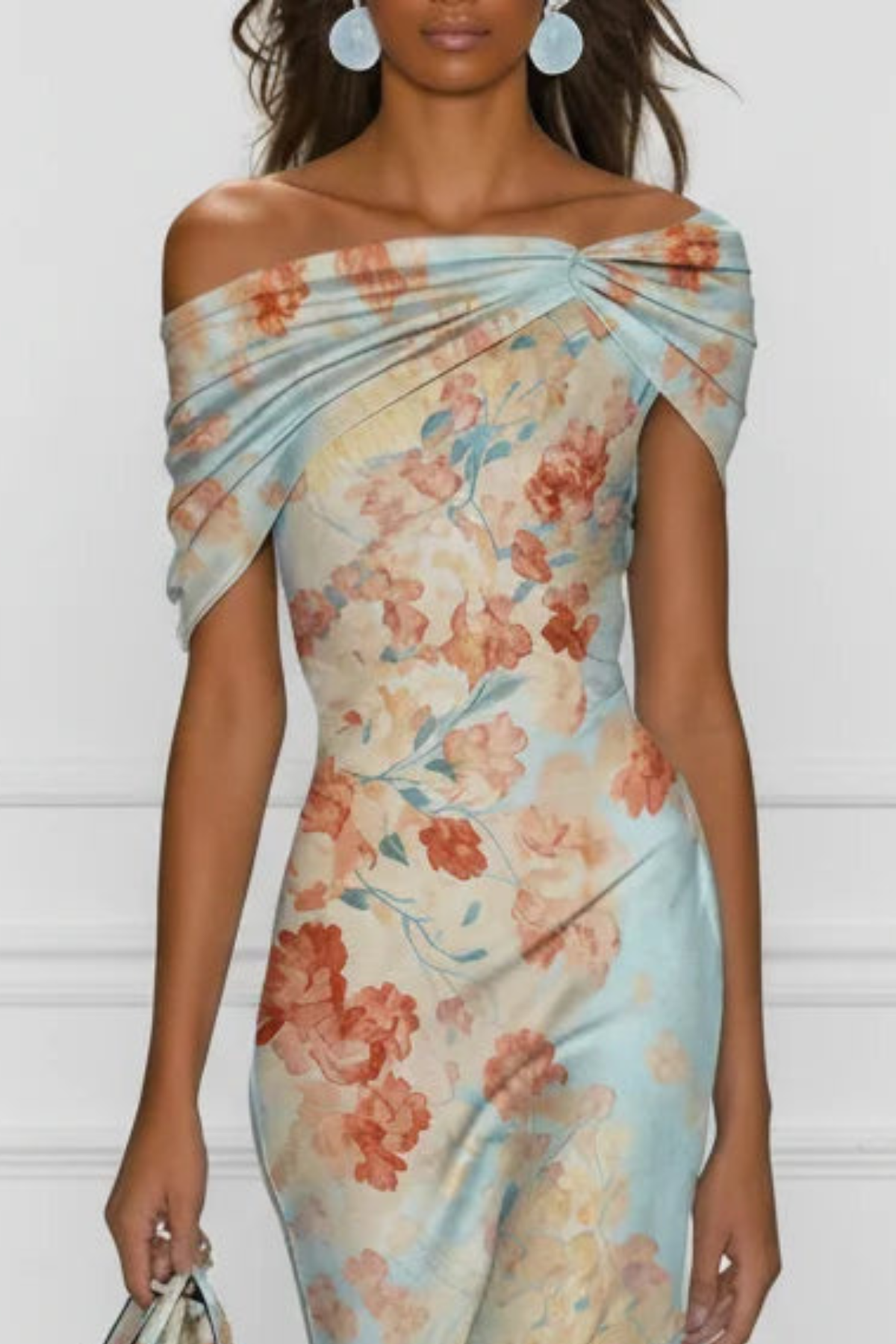 Damen Meerjungfrau-Midi-Kleid mit Blumenprint