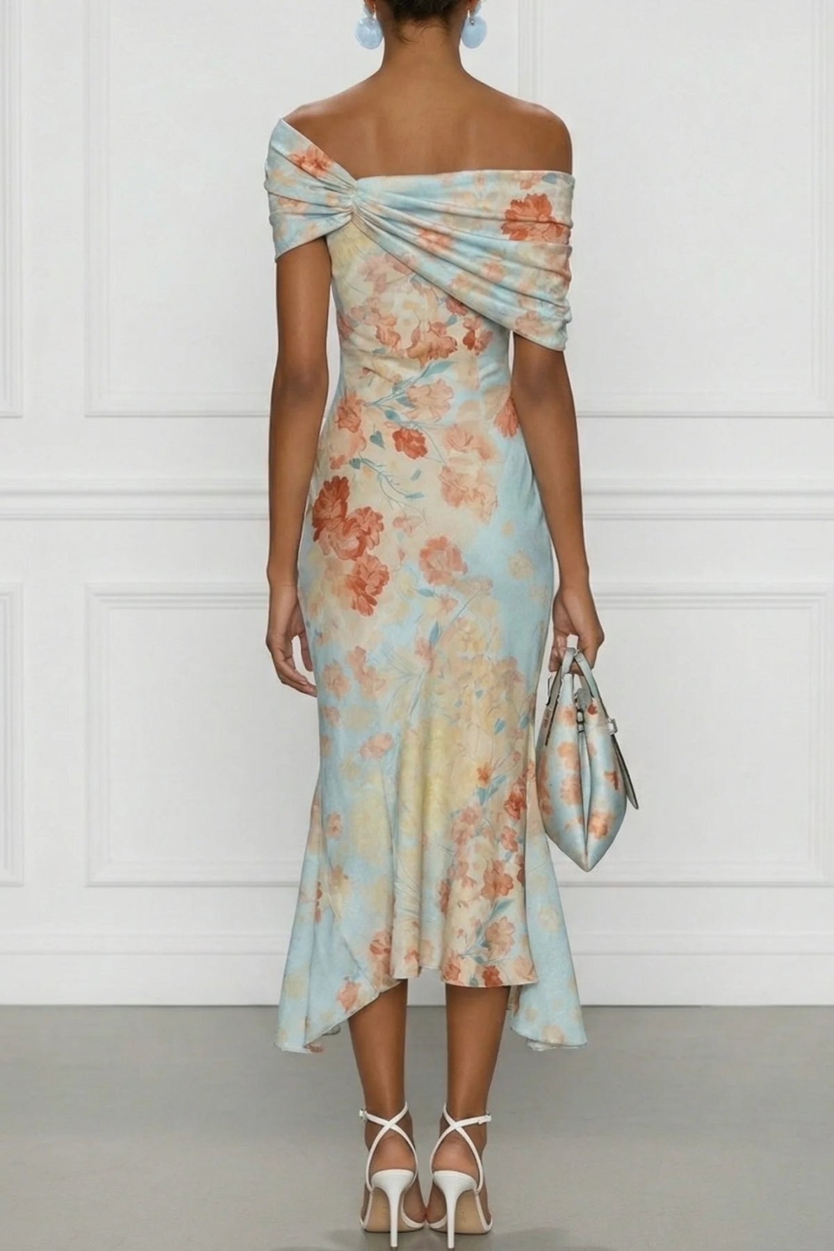 Damen Meerjungfrau-Midi-Kleid mit Blumenprint
