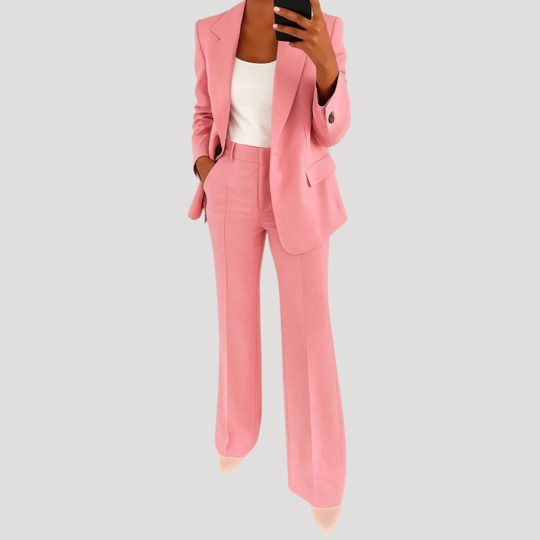 Damen Hosenanzug-Set mit hochtaillierter Hose