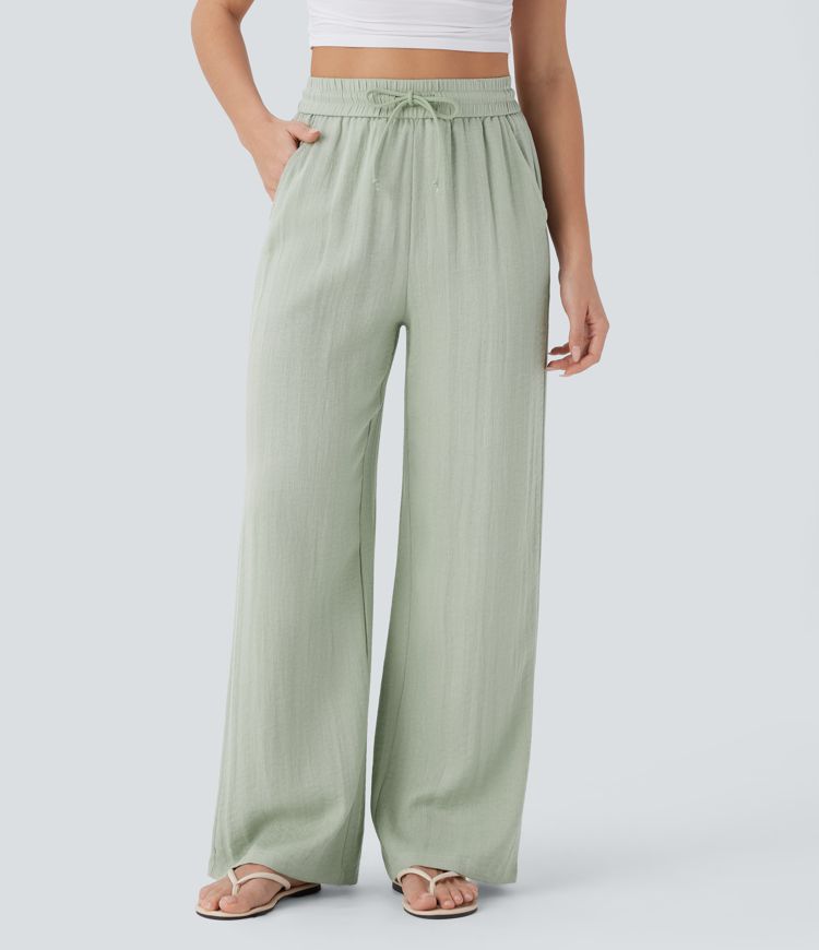 Damen Hose mit Kordelzug und weitem Bein
