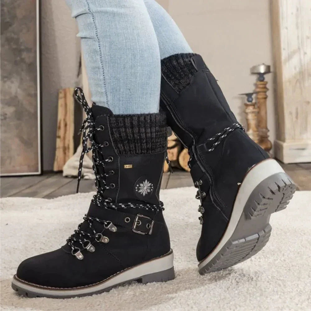 Damen Schneestiefel mit warmem Innenfutter und Schnürung