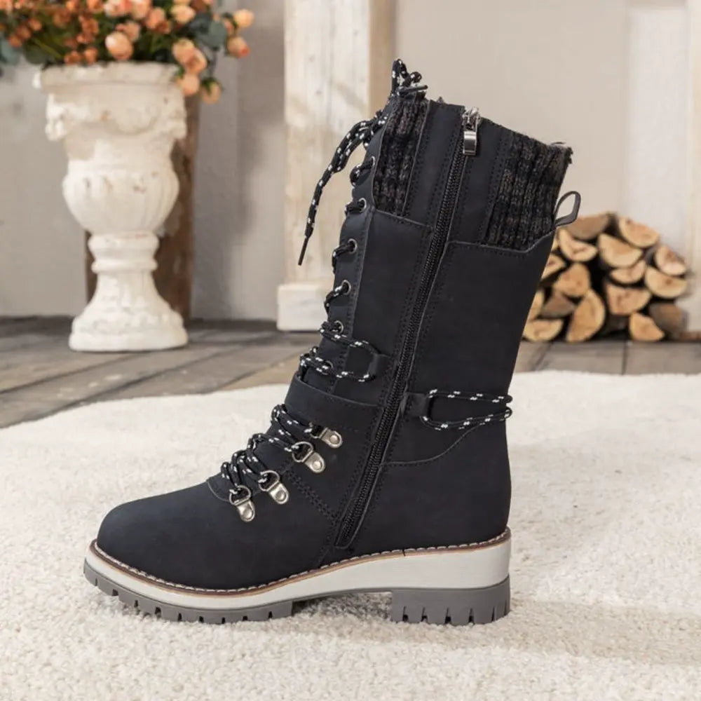 Damen Schneestiefel mit warmem Innenfutter und Schnürung
